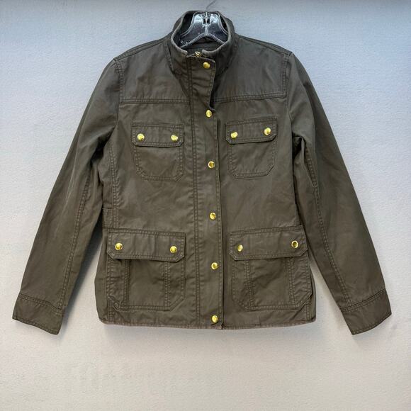 J. Crew Jackets & Blazers - J. Crew Downtown Field Jacket Women's S Olive Green Structured Waxed Cotton VTG